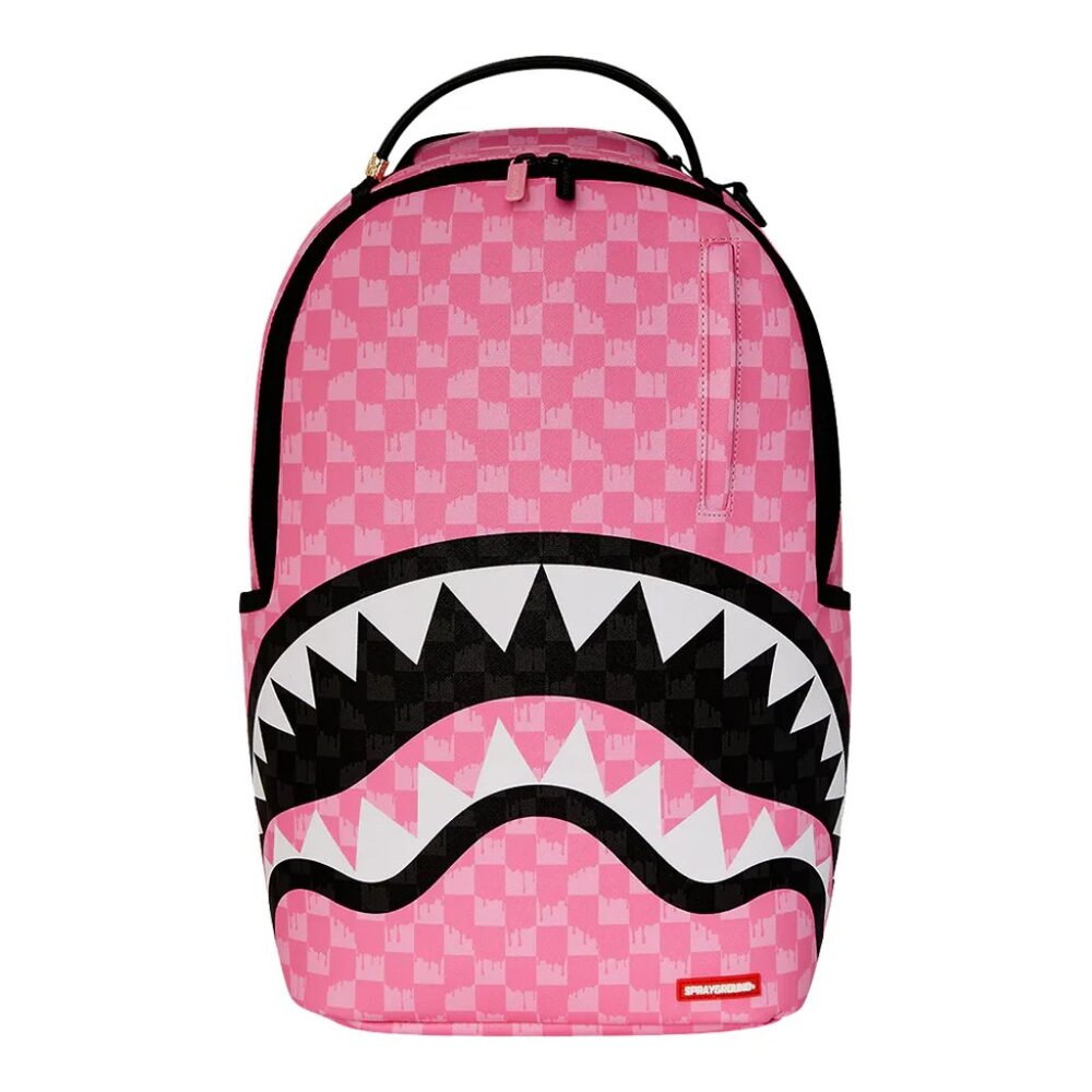 Sprayground Pink And Black Drip Check DLXSV Backpack